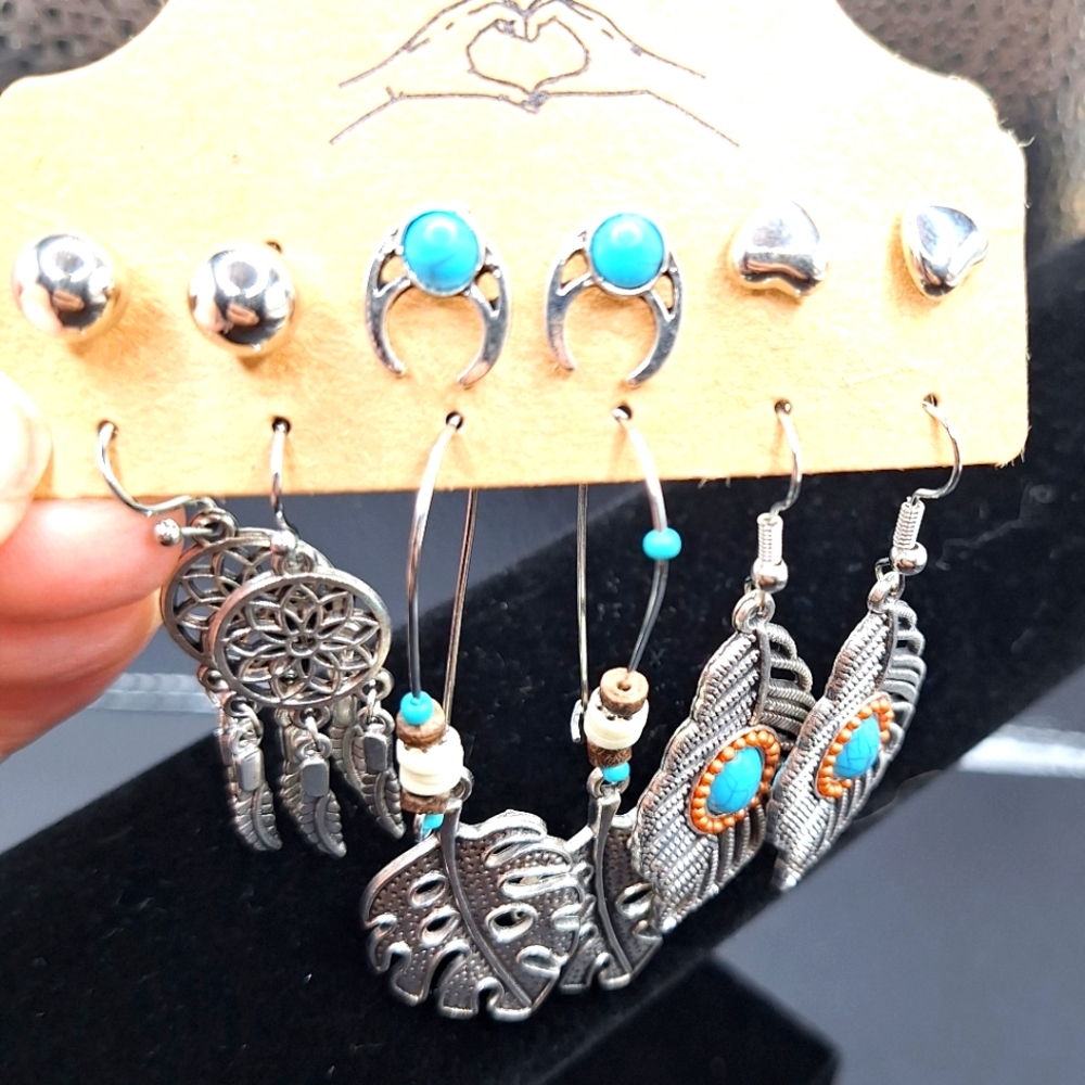 Silver and Turquoise Boho Earring Set  NOT ELIGIBLE FOR BUNDLE SALE!!!!